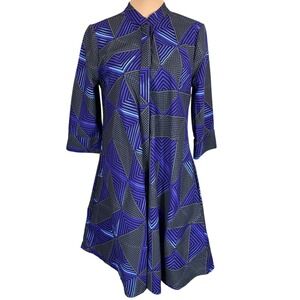 Zuri Geometric Print Dress Cotton Casual 3/4 Sleeve‎ Small Ethical Fashion